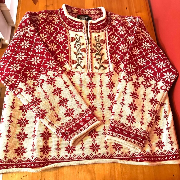 ❄️NWOT 100% wool Icelandic Designs vintage intarsia sweater, size Large - Picture 2 of 8